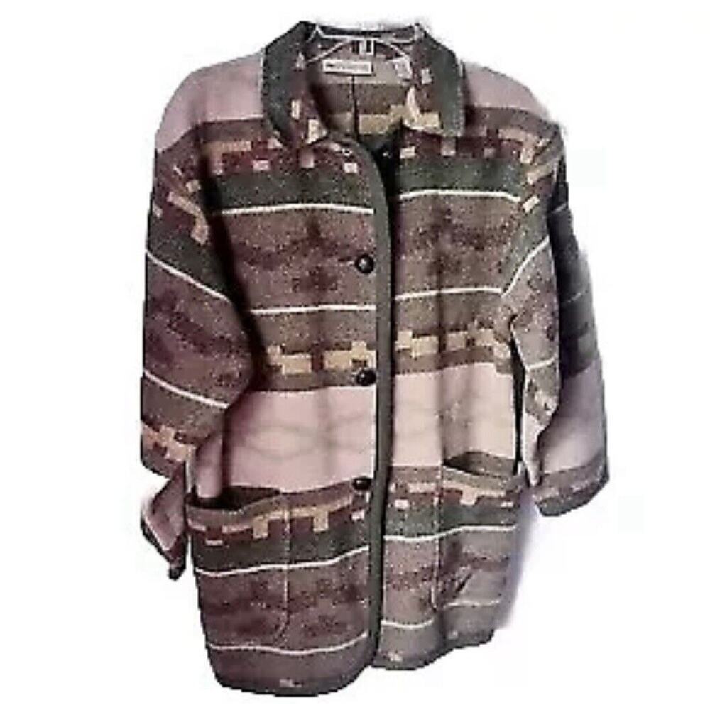 Roo Crossing Vintage Wool Jacket WomenS Coat P-Small Brown Southwestern Tribal